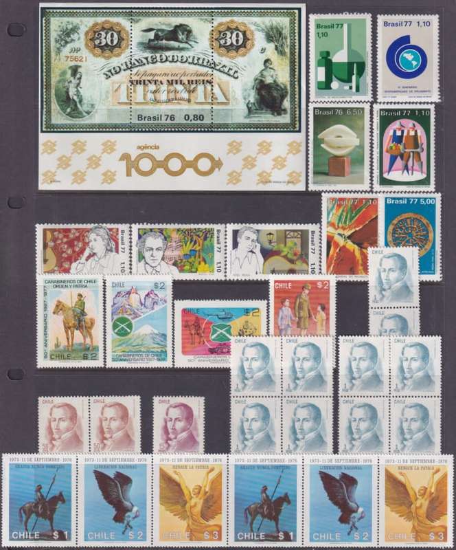 BRAZIL & CHILE - selection of MNH stamps